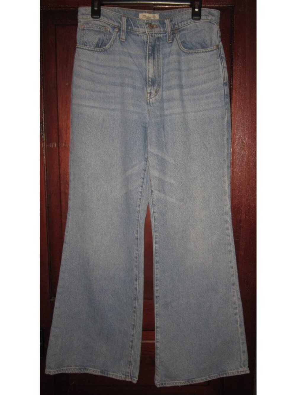 Madewell Size Sz 28 Baggy Flare Blue Jeans Wide Light Wash Denim High Rise Boho